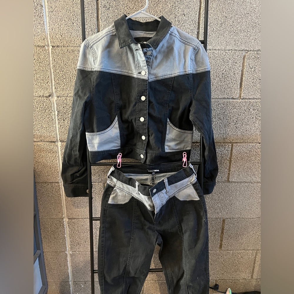 Fashion Nova Denim Jacket and Jeans Set